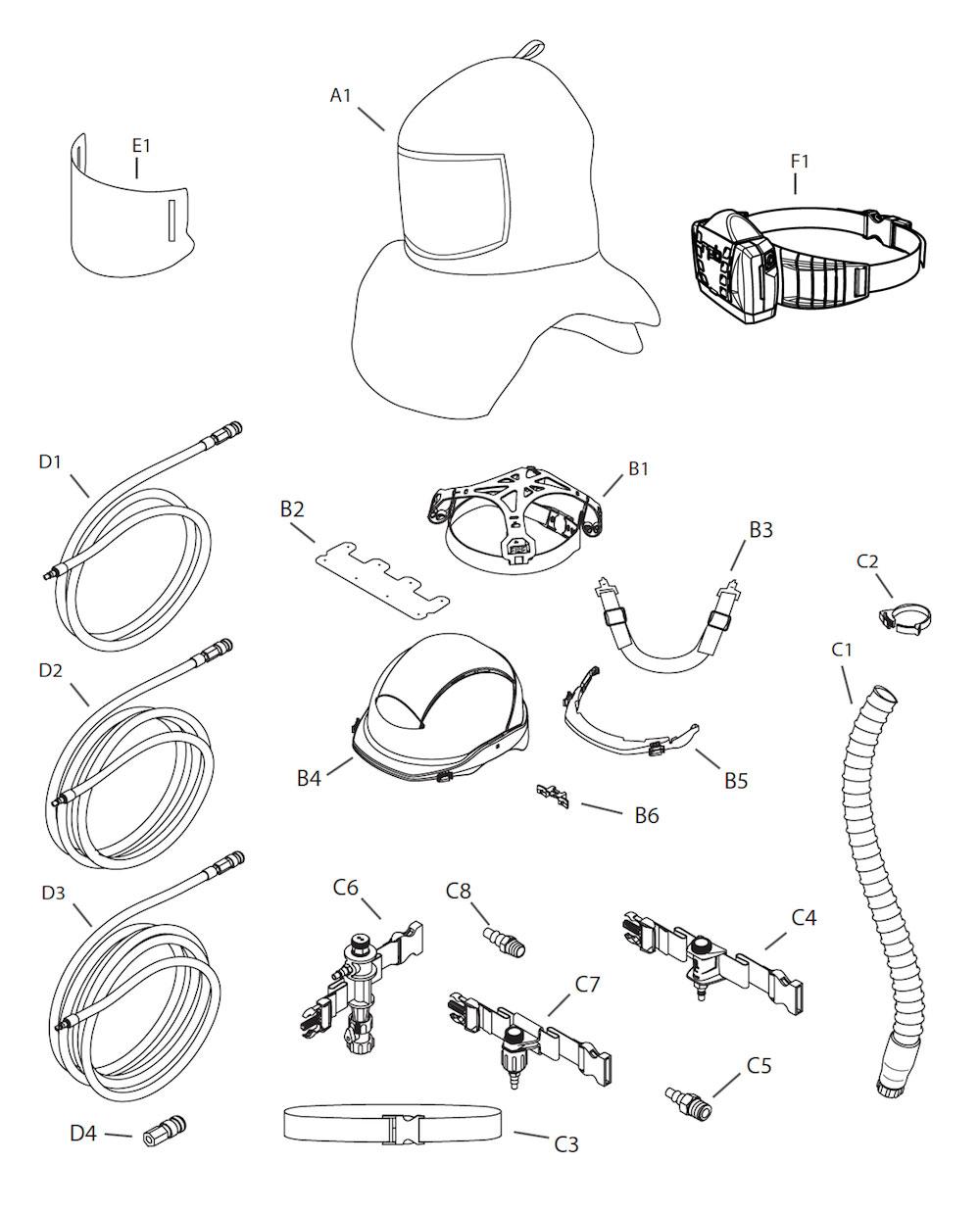 RPB Z100 Respirator Diagram