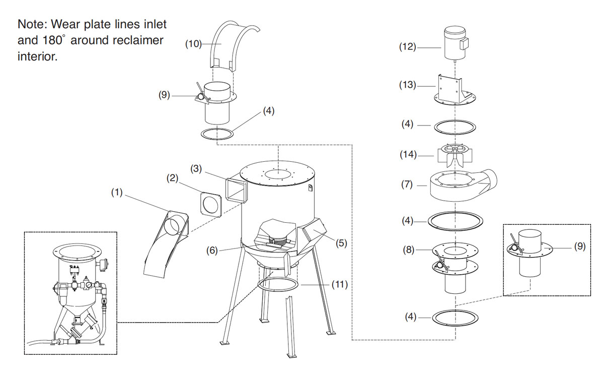 Clemco 1200/1800 CFM Reclaimer Diagram