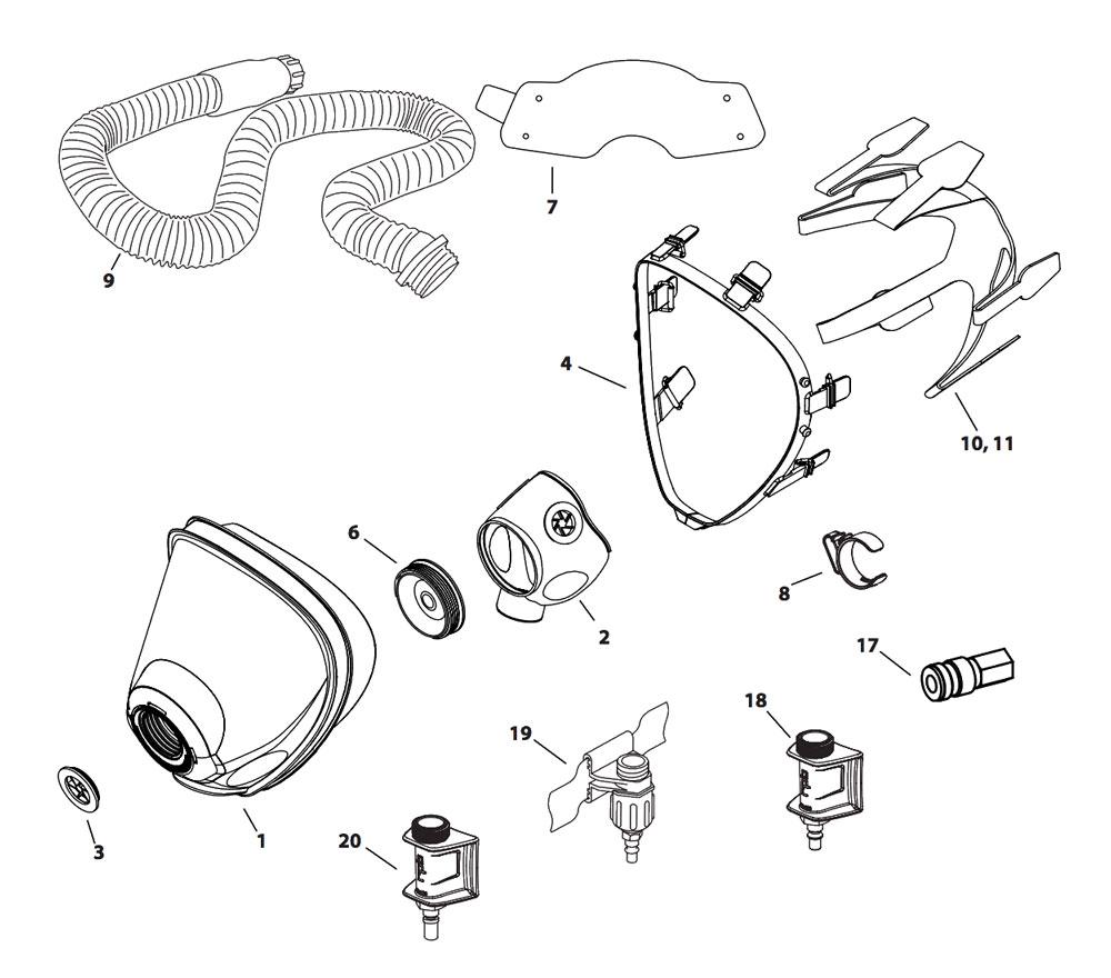 RPB T150 Face Mask Diagram