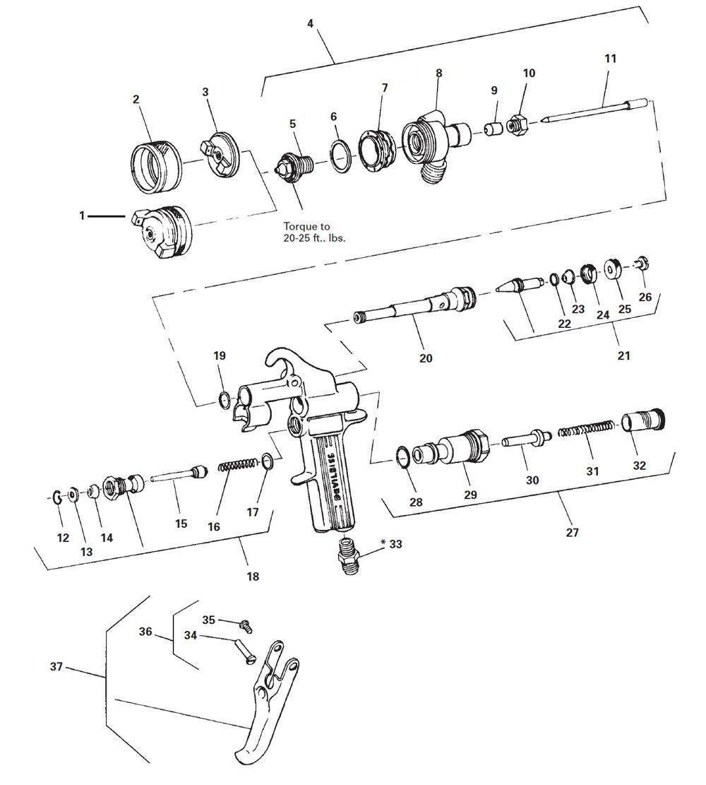 Devilbiss MBC-510 Spray Gun Diagram