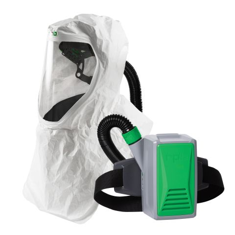 RPB T200 Respirator, includes: 17-210-13 Air Duct/Bump Cap Assembly with 17-713 T-Link Sealed Seam Hood, 04-831 Breathing Tube, 03-802 PX5 and Gas Door, 03-893 OV/AG/HE Cartridge