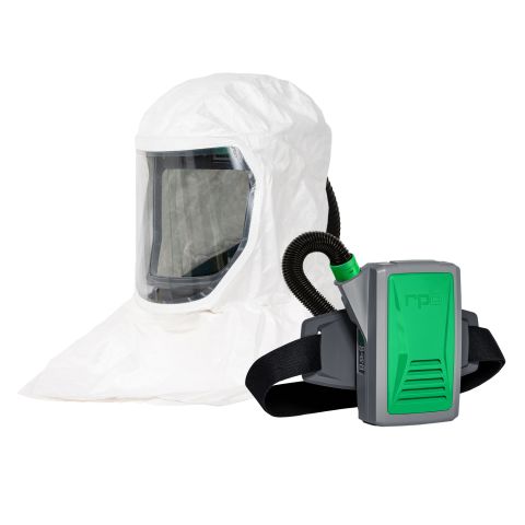RPB T-Link Respirator, includes: 17-110 T-Link Bump Cap Assembly, 17-713 Tychem 4000 Hood, 04-831 Breathing Tube, 03-801 PX5 Assembly
